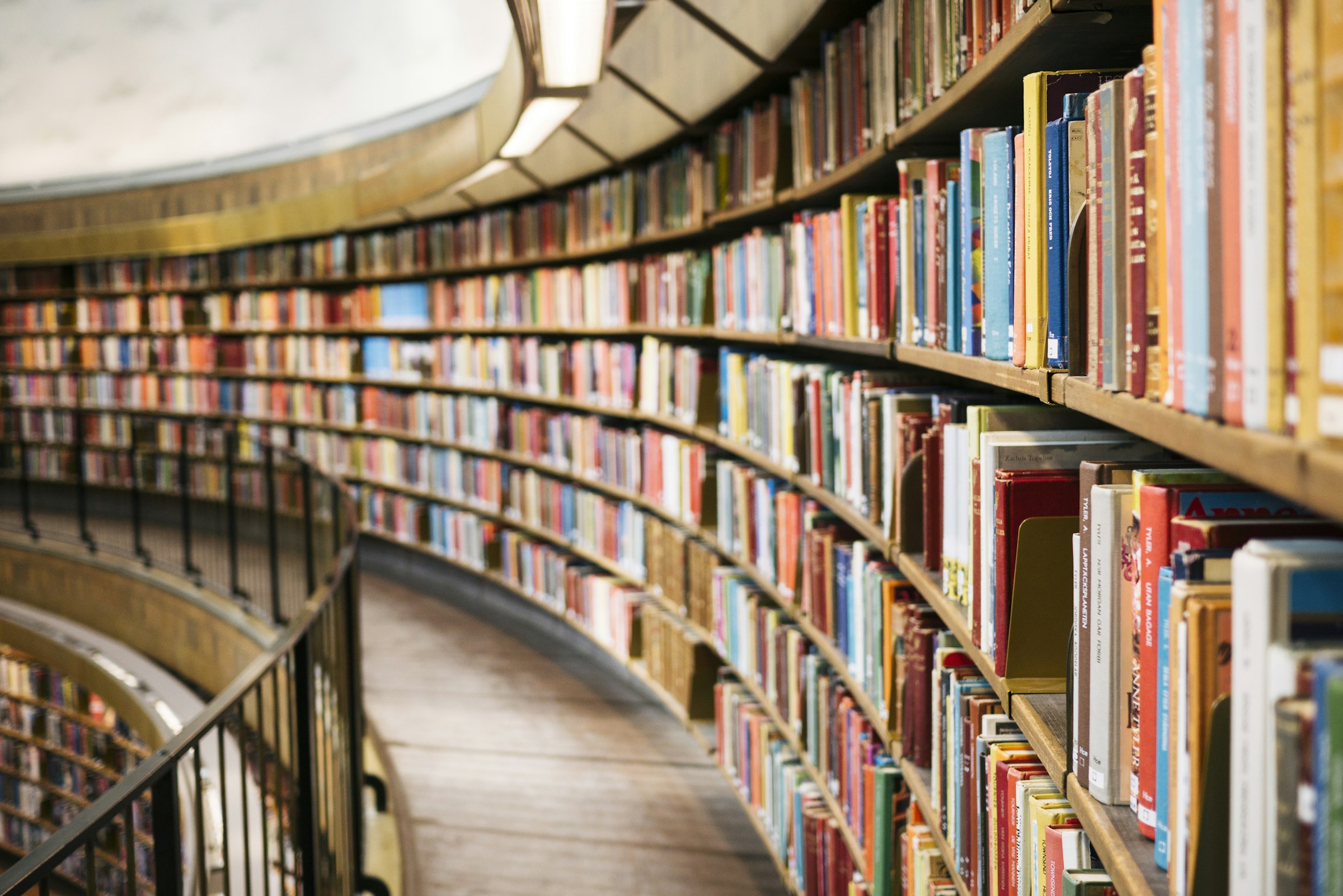 Bookshelves in a research library